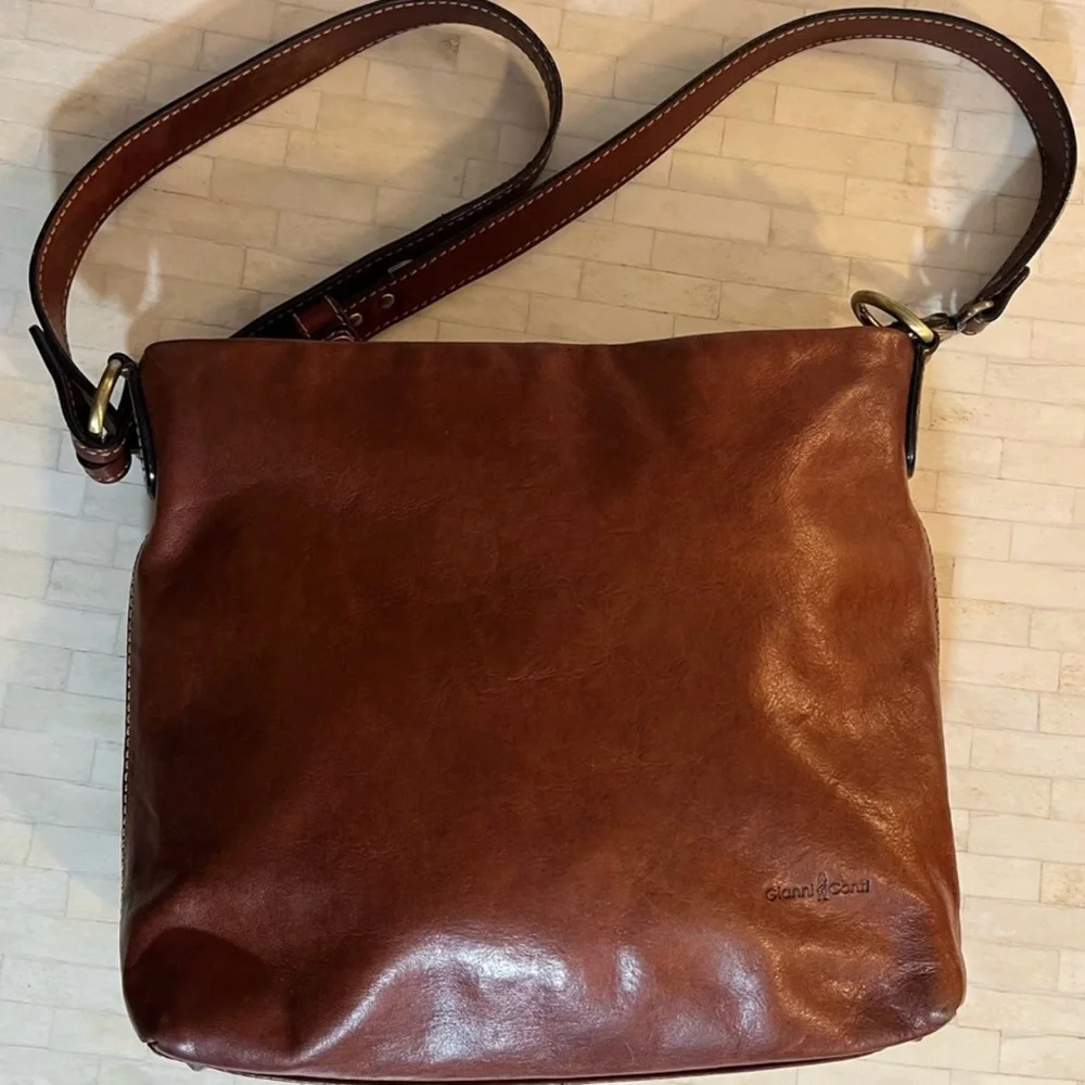 Brown Leather Briefcase with Polished Finish
